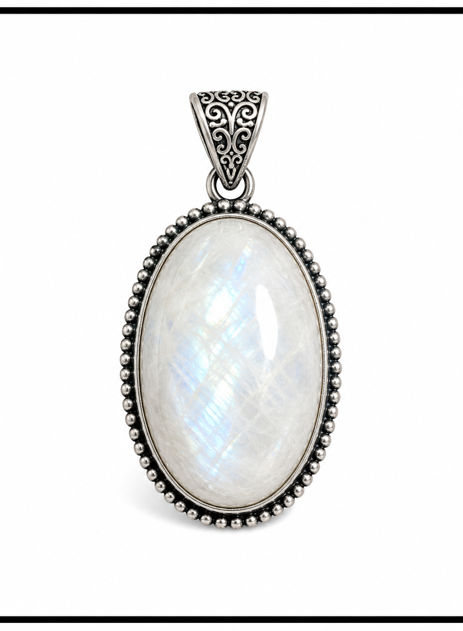 Moon Stone White Crystal Pendant