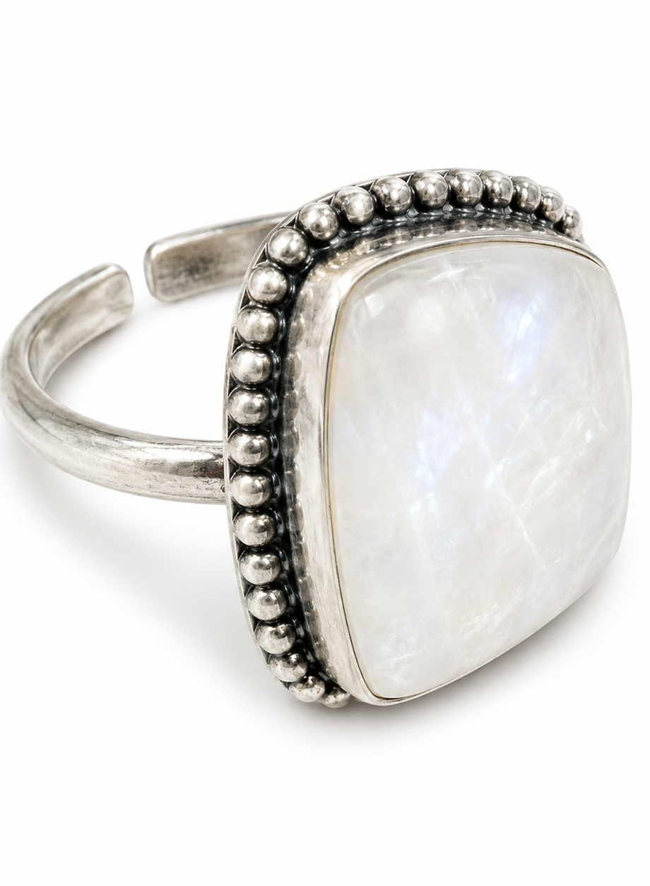White Moonstone Ring (Adjustable)
