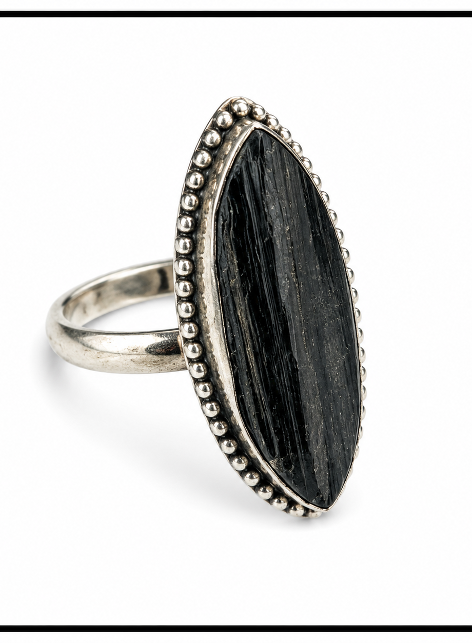 Tourmaline Black Ring (Adjustable)