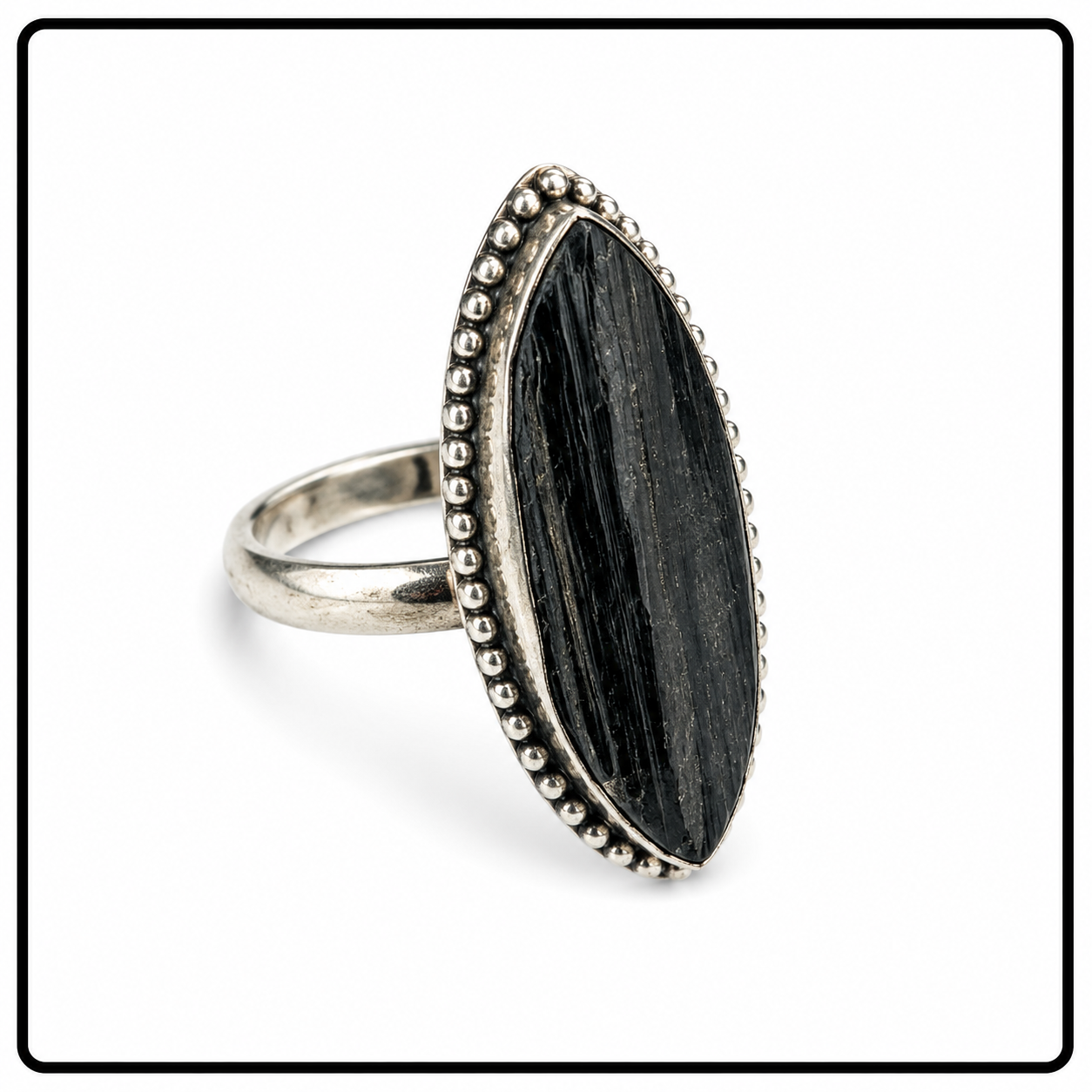 Tourmaline Black Ring (Adjustable)
