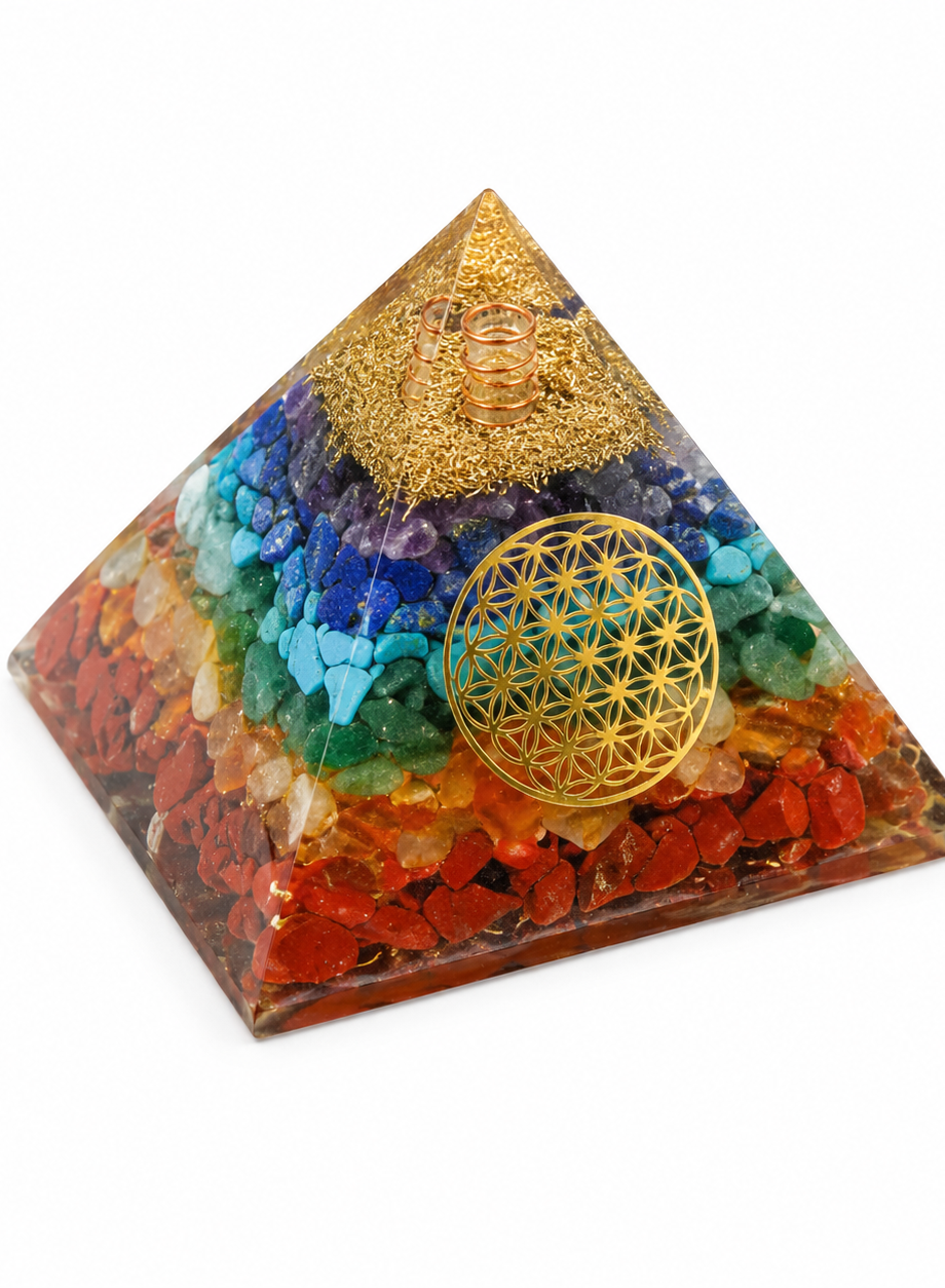 7 Chakra Orgone Crystal Pyramid