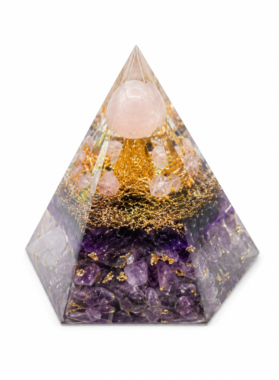 Amethyst Chips with Rose Quartz Ball
