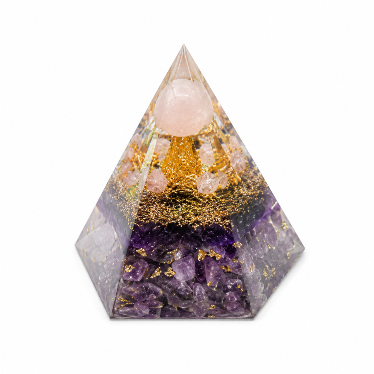 Amethyst Chips with Rose Quartz Ball