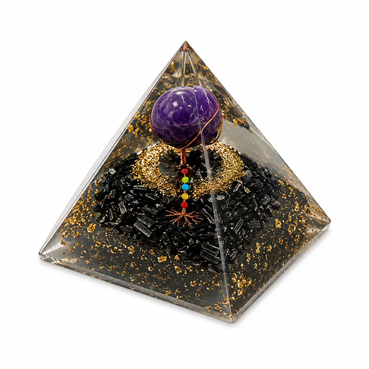 Black Tourmaline with Amethyst Ball