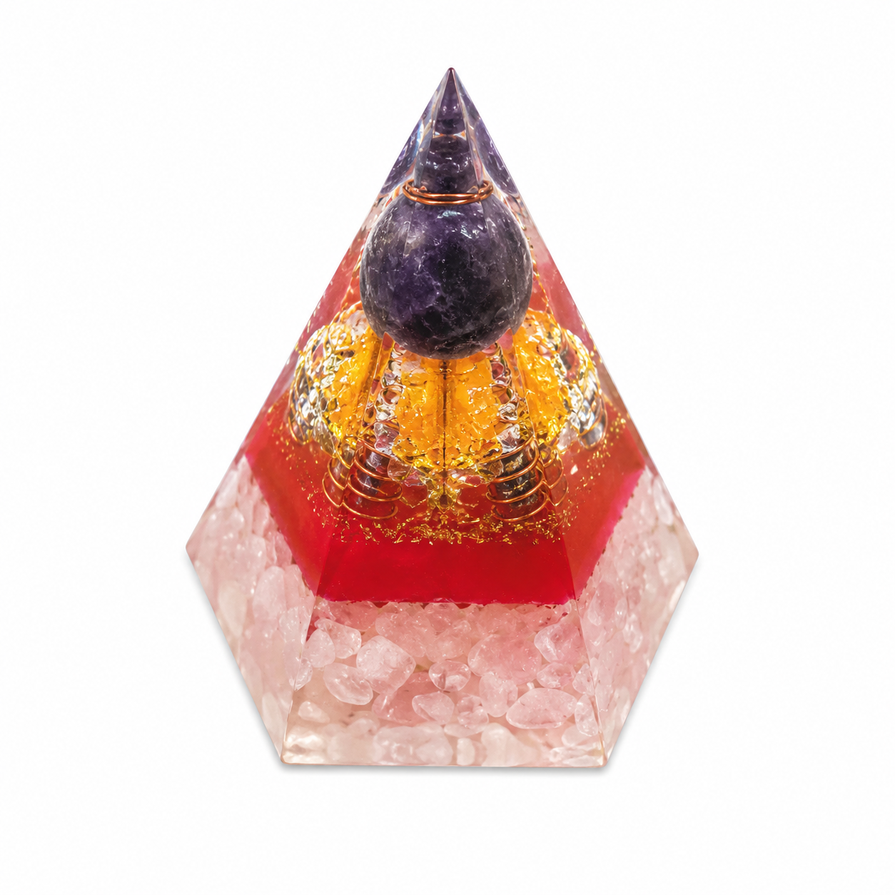 Rose Quartz Chips with Amethyst Ball